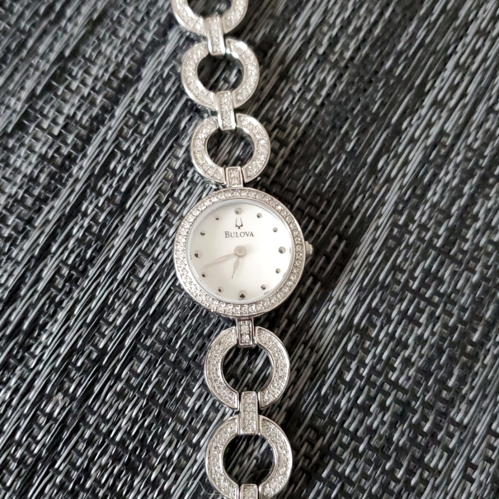 Bulova Women's Silver Watch with Crystal Accents
